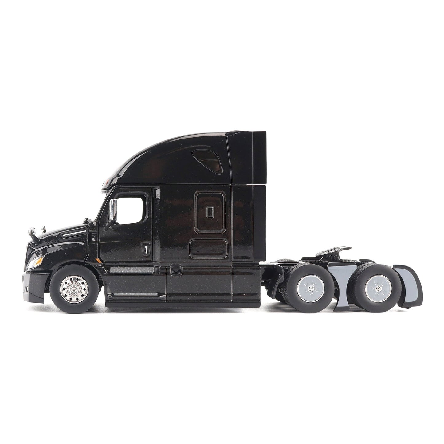 Model of a Black 2018 Freightliner Cascadia Hi-Roof Sleeper Tractor on a White Background