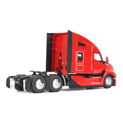 Model of a Red Kenworth T680 Hi-Roof Sleeper Tractor on a White Background