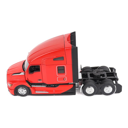 Model of a Red Kenworth T680 Hi-Roof Sleeper Tractor on a White Background