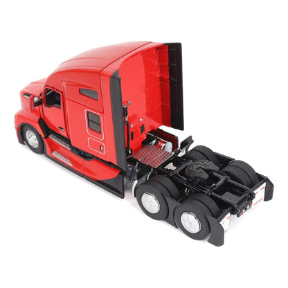 Model of a Red Kenworth T680 Hi-Roof Sleeper Tractor on a White Background