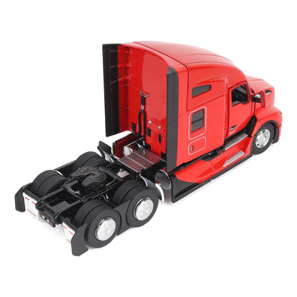 Model of a Red Kenworth T680 Hi-Roof Sleeper Tractor on a White Background