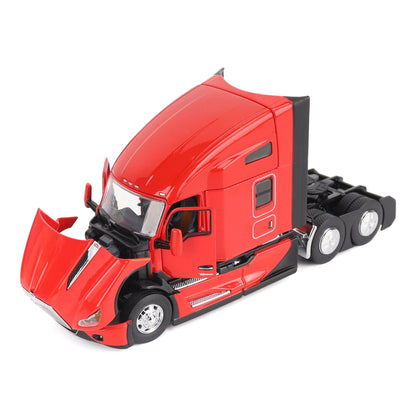 Model of a Red Kenworth T680 Hi-Roof Sleeper Tractor on a White Background