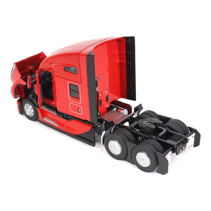 Model of a Red Kenworth T680 Hi-Roof Sleeper Tractor on a White Background