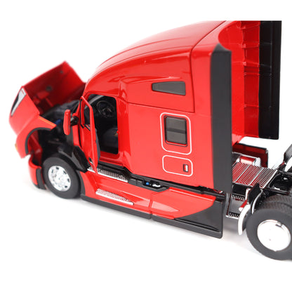Model of a Red Kenworth T680 Hi-Roof Sleeper Tractor on a White Background