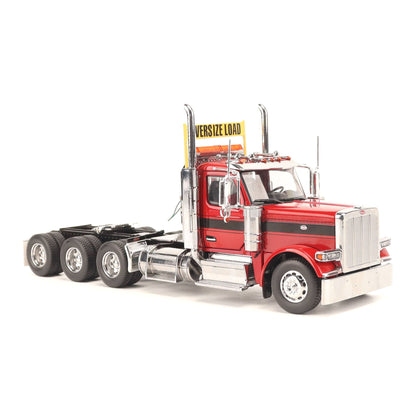 1:32nd Scale Diecast Model of a Peterbilt Model 589 Day Cab Tractor with Tri-Axle Configuration Photographed on a Clean White Background