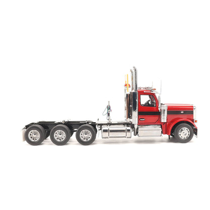 1:32nd Scale Diecast Model of a Peterbilt Model 589 Day Cab Tractor with Tri-Axle Configuration Photographed on a Clean White Background