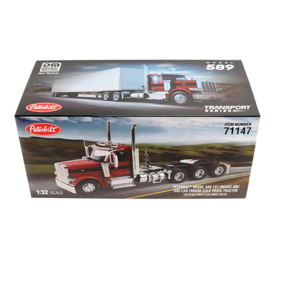 Colorful packaging for a peterbilt Model 589 on a Clean White Background