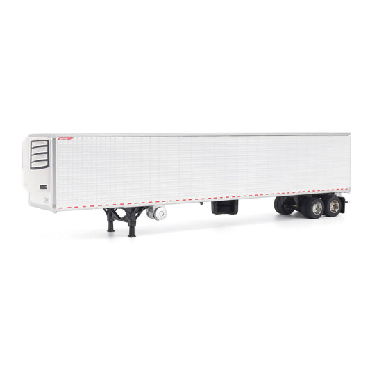 A white Great Dane Everest refrigerated semi-trailer model or shown in side profile on a clean white background.