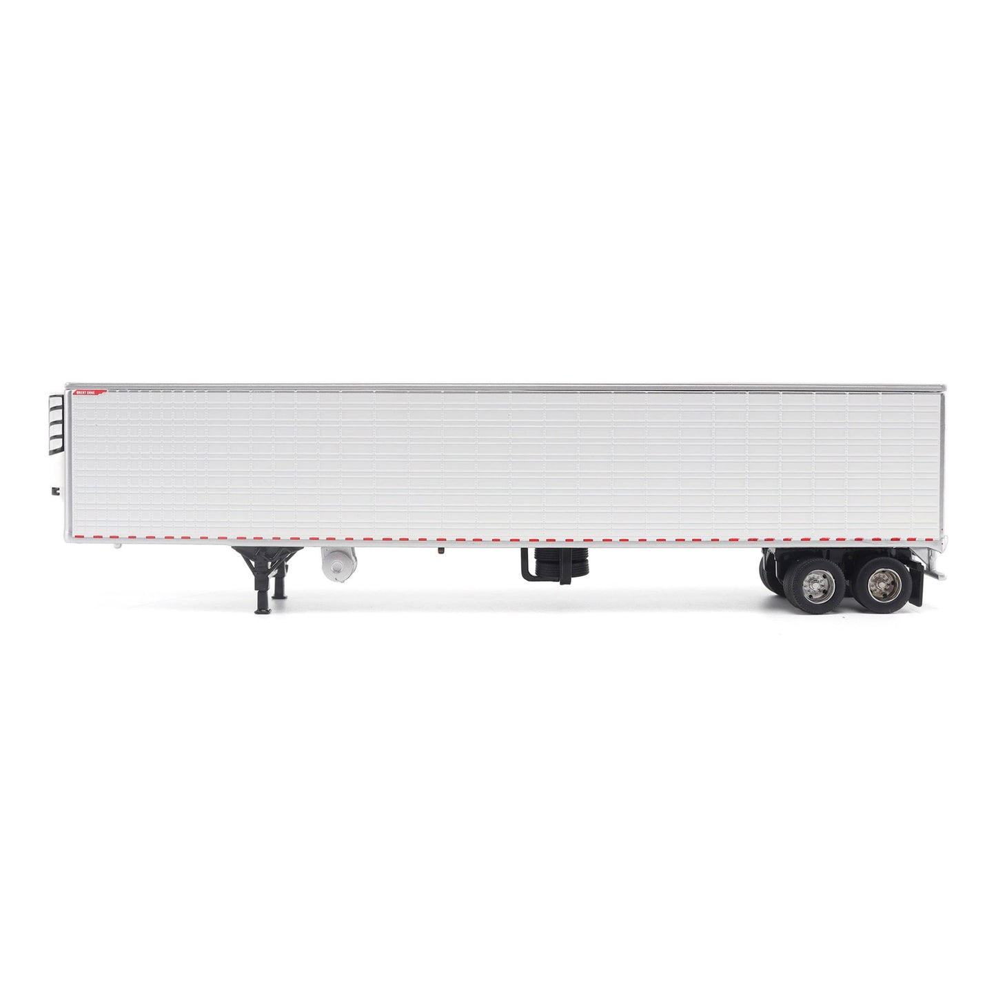 A white Great Dane Everest refrigerated semi-trailer model or shown in side profile on a clean white background.