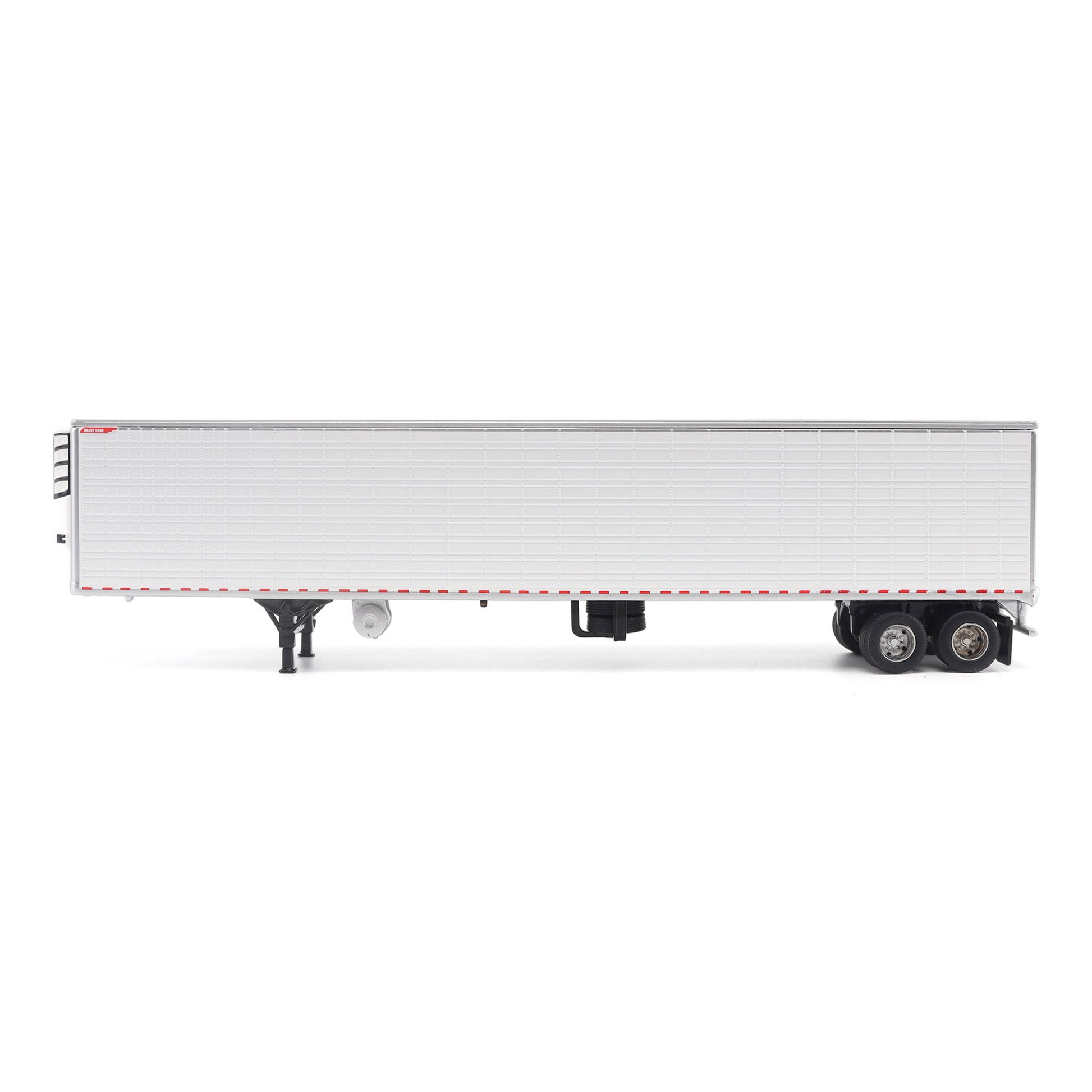 A white Great Dane Everest refrigerated semi-trailer model or shown in side profile on a clean white background.