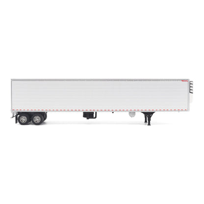 A white Great Dane Everest refrigerated semi-trailer model or shown in side profile on a clean white background.