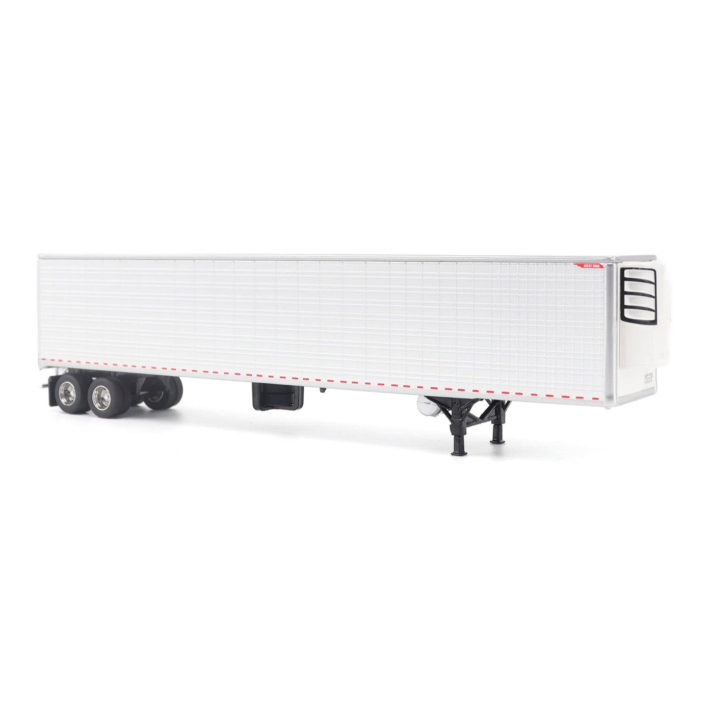 A white Great Dane Everest refrigerated semi-trailer model or shown in side profile on a clean white background.