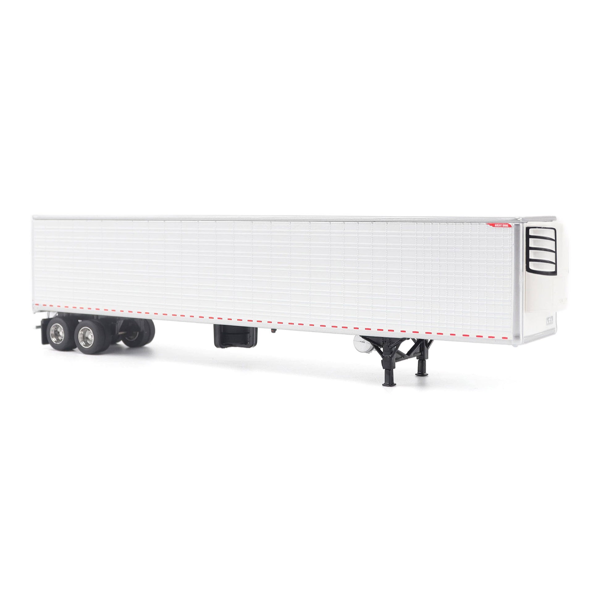 A white Great Dane Everest refrigerated semi-trailer model or shown in side profile on a clean white background.