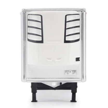 A white Great Dane Everest refrigerated semi-trailer model or shown in front view on a clean white background.