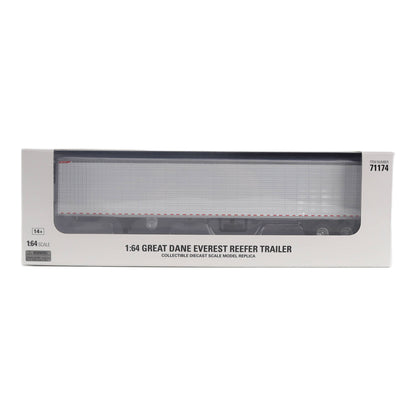 Boxed model of a Great Dane Everest Reefer Trailer on a white background