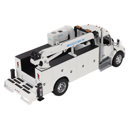 Model of a white Kenworth T380 Auto-Crane Titan85-Body HC14-Crane Work Truck with Miller EnPak A60 Air Compressor on a white background