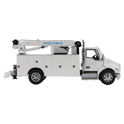Model of a white Kenworth T380 Auto-Crane Titan85-Body HC14-Crane Work Truck with Miller EnPak A60 Air Compressor on a white background