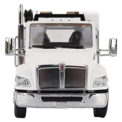 Model of a white Kenworth T380 Auto-Crane Titan85-Body HC14-Crane Work Truck with Miller EnPak A60 Air Compressor on a white background