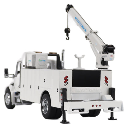 Model of a white Kenworth T380 Auto-Crane Titan85-Body HC14-Crane Work Truck with Miller EnPak A60 Air Compressor on a white background