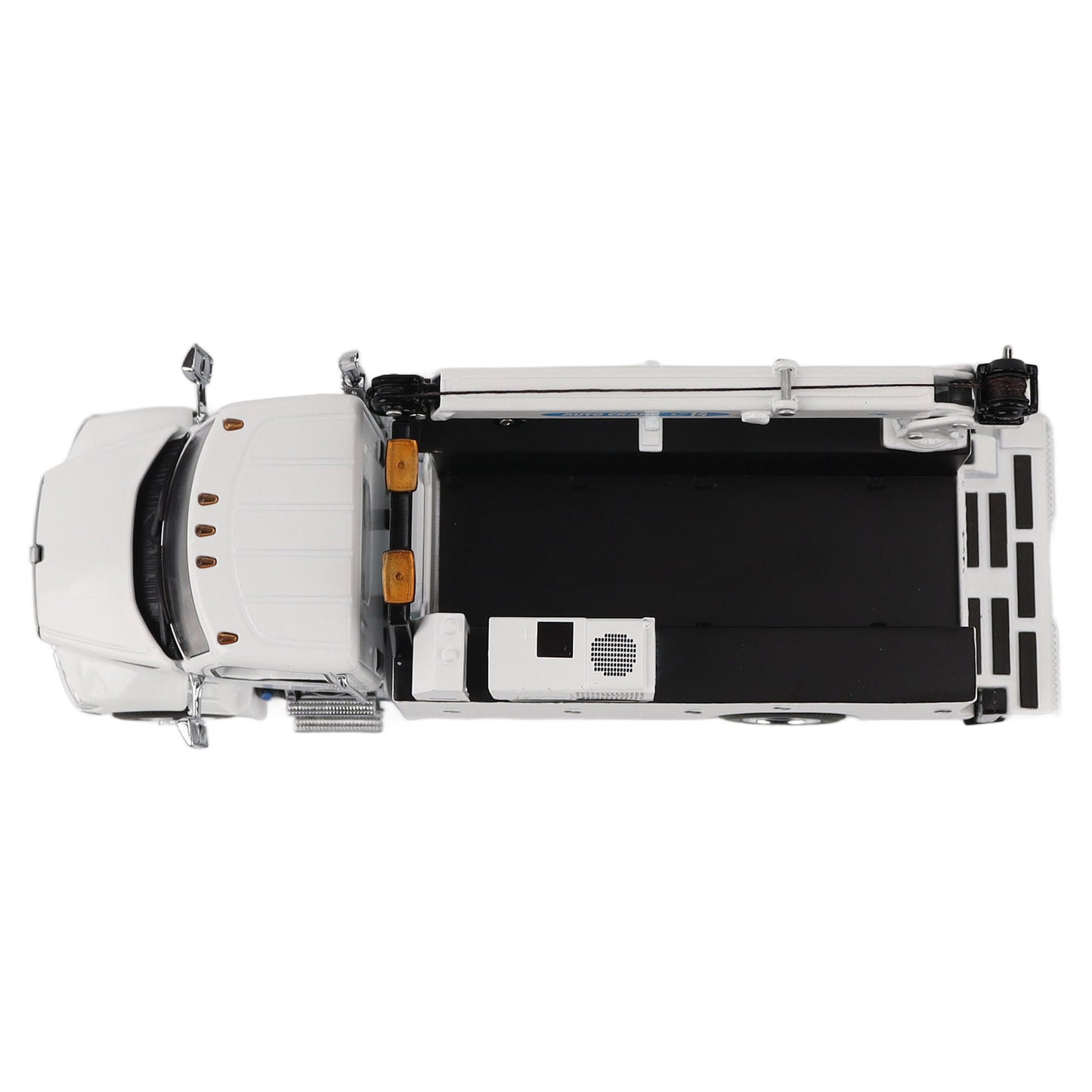 Model of a white Kenworth T380 Auto-Crane Titan85-Body HC14-Crane Work Truck with Miller EnPak A60 Air Compressor on a white background