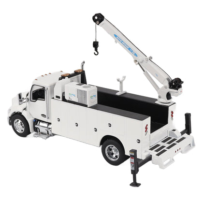 Model of a white Kenworth T380 Auto-Crane Titan85-Body HC14-Crane Work Truck with Miller EnPak A60 Air Compressor on a white background