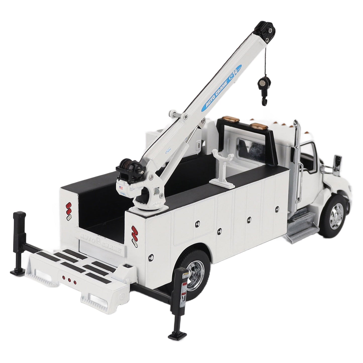 Model of a white Kenworth T380 Auto-Crane Titan85-Body HC14-Crane Work Truck with Miller EnPak A60 Air Compressor on a white background