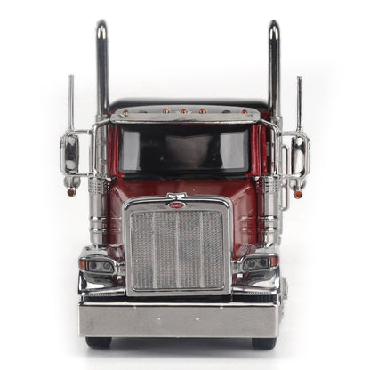 A Model of a Red & Black Peterbilt 589 Sleeper Tractor on a White Background