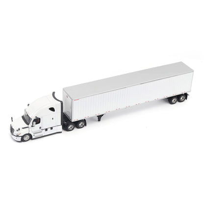 Model of a 5th Gen Freightliner Cascadia with 53' Great Dane Champion Dry Van Trailer on a White Background