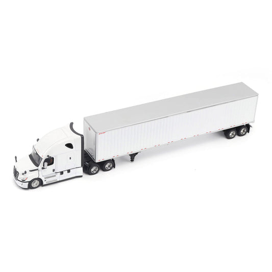 Model of a 5th Gen Freightliner Cascadia with 53' Great Dane Champion Dry Van Trailer on a White Background