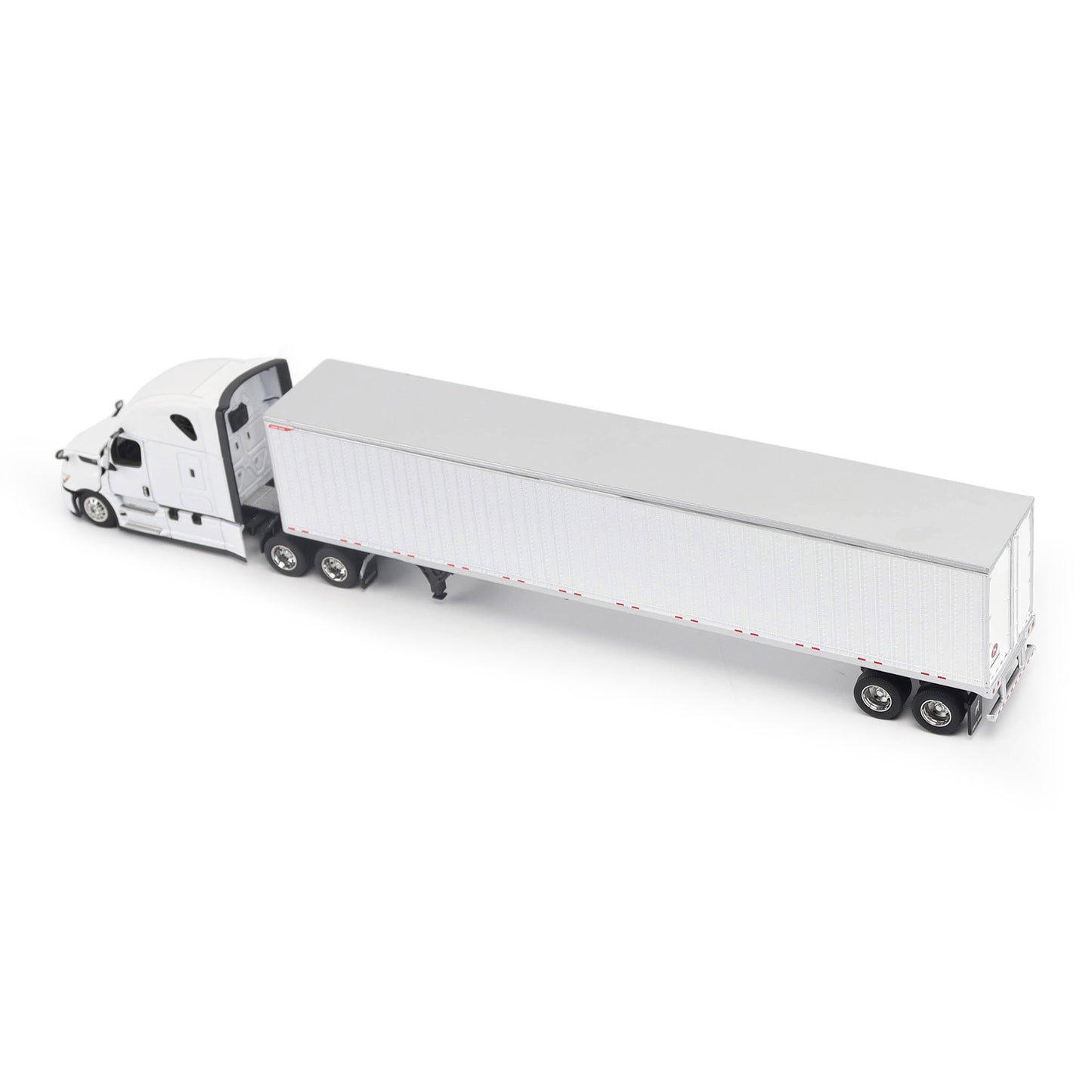Model of a 5th Gen Freightliner Cascadia with 53' Great Dane Champion Dry Van Trailer on a White Background