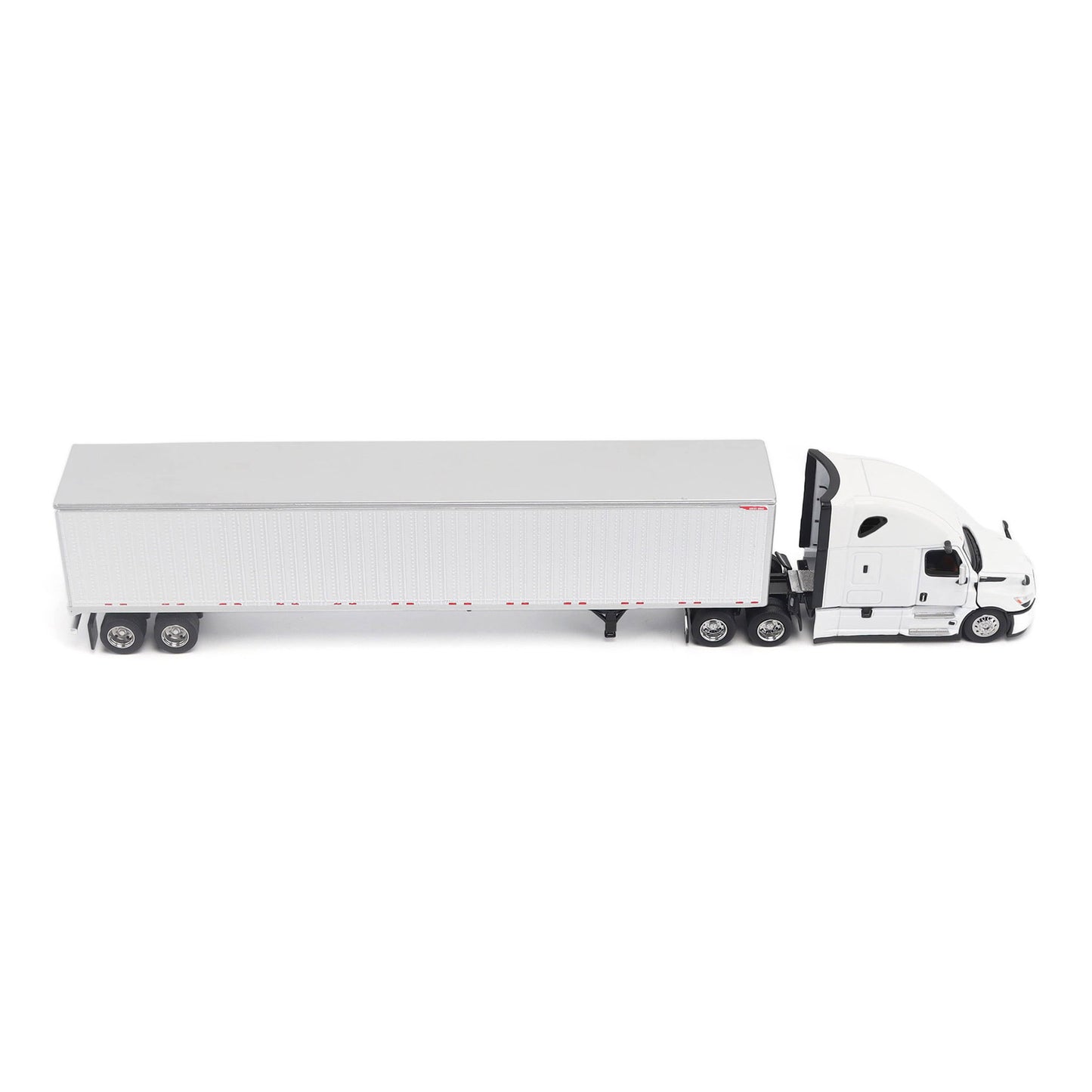 Model of a 5th Gen Freightliner Cascadia with 53' Great Dane Champion Dry Van Trailer on a White Background