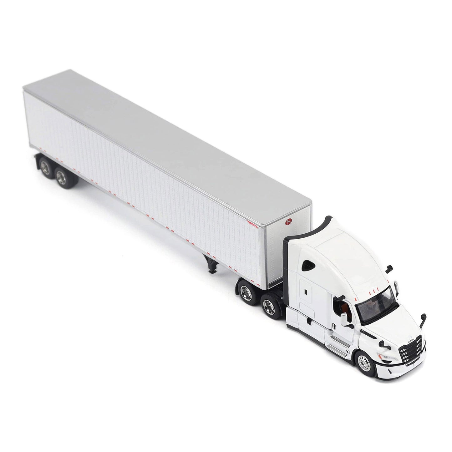 Model of a 5th Gen Freightliner Cascadia with 53' Great Dane Champion Dry Van Trailer on a White Background