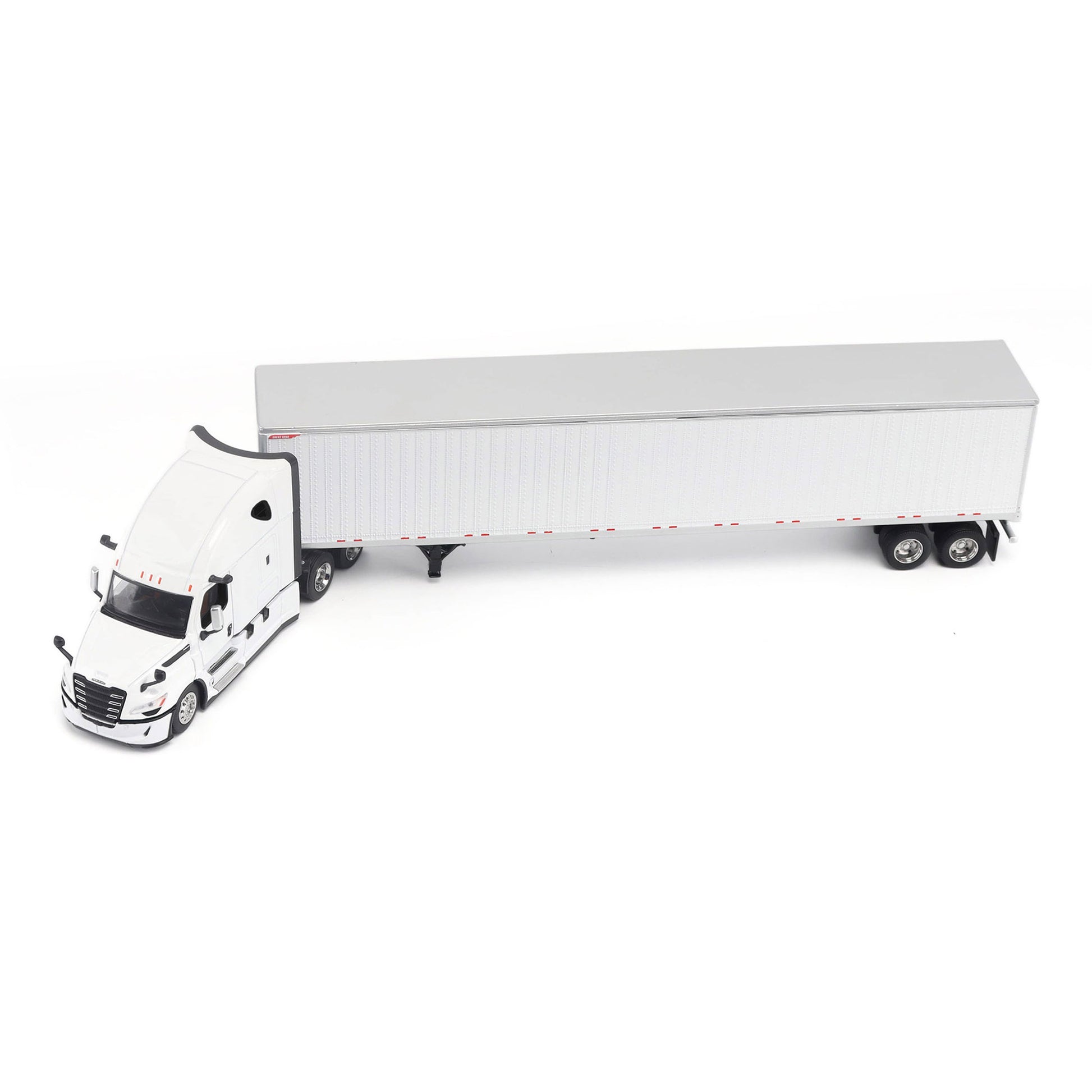 Model of a 5th Gen Freightliner Cascadia with 53' Great Dane Champion Dry Van Trailer on a White Background