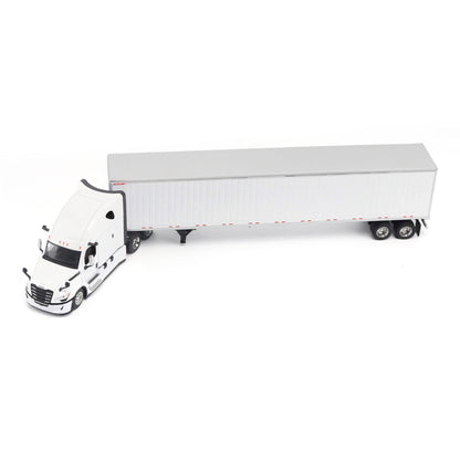 Model of a 5th Gen Freightliner Cascadia with 53' Great Dane Champion Dry Van Trailer on a White Background