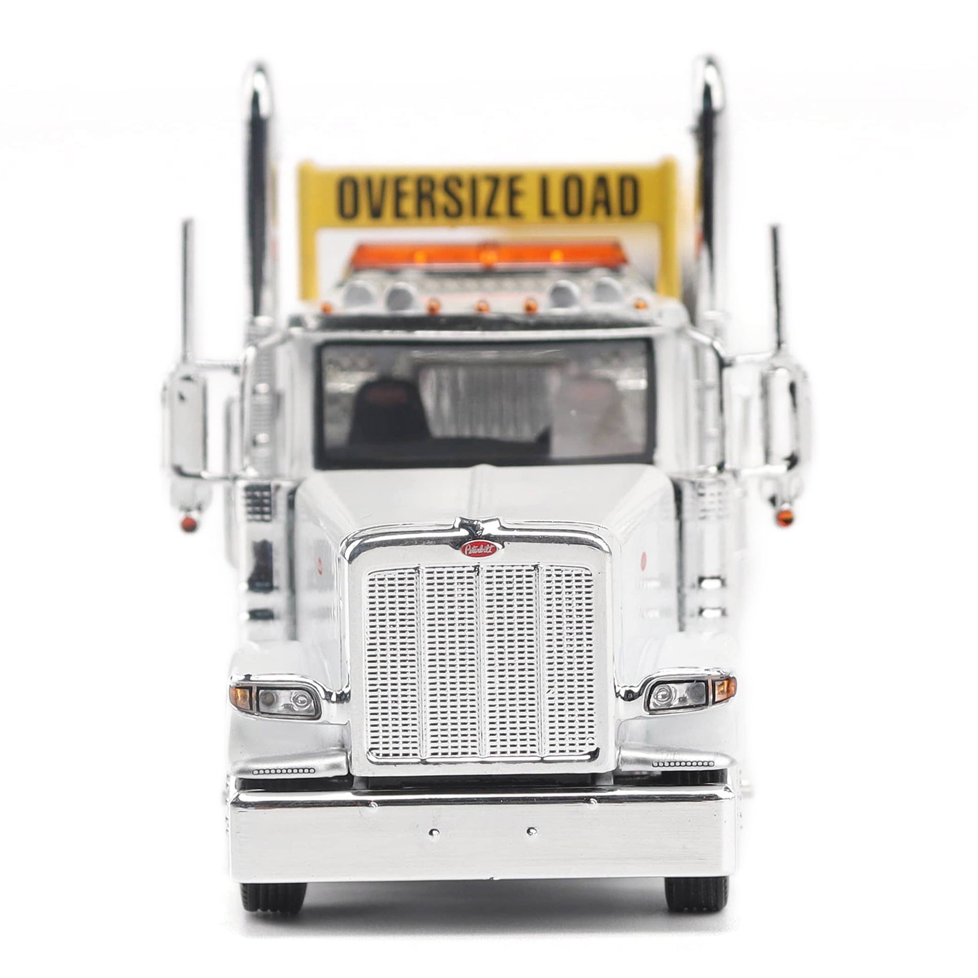 Model of a white truck with an 'Oversize Load' sign on a white background