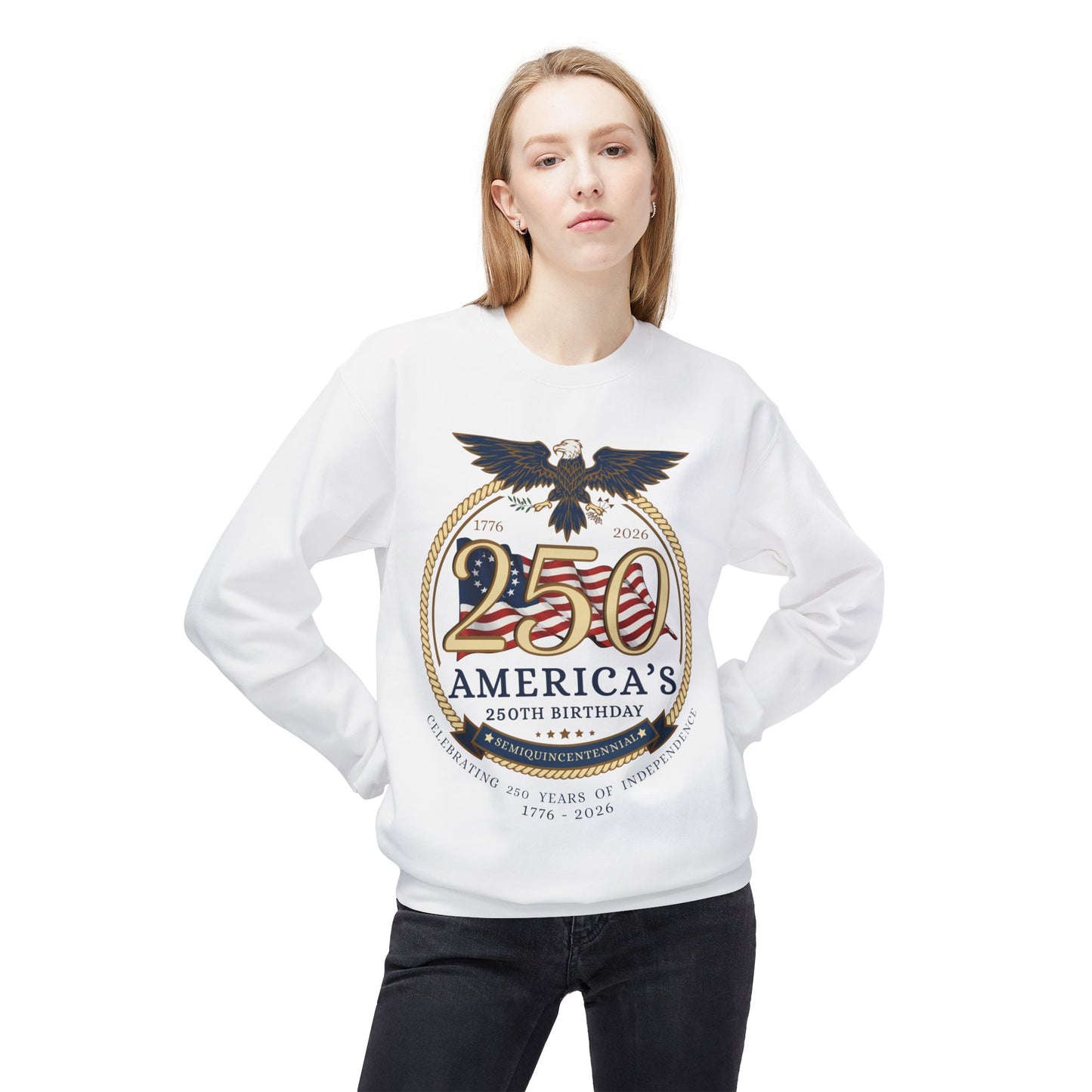 America 250th Anniversary 'Founding Eagle' Crewneck Sweatshirt - "We The People" Patriotic Pullover