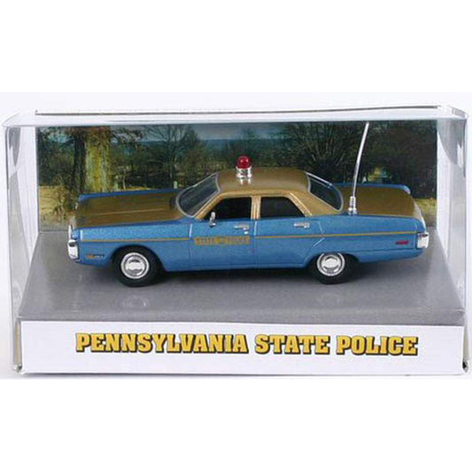 Model of a Pennsylvania State Police car in a display case