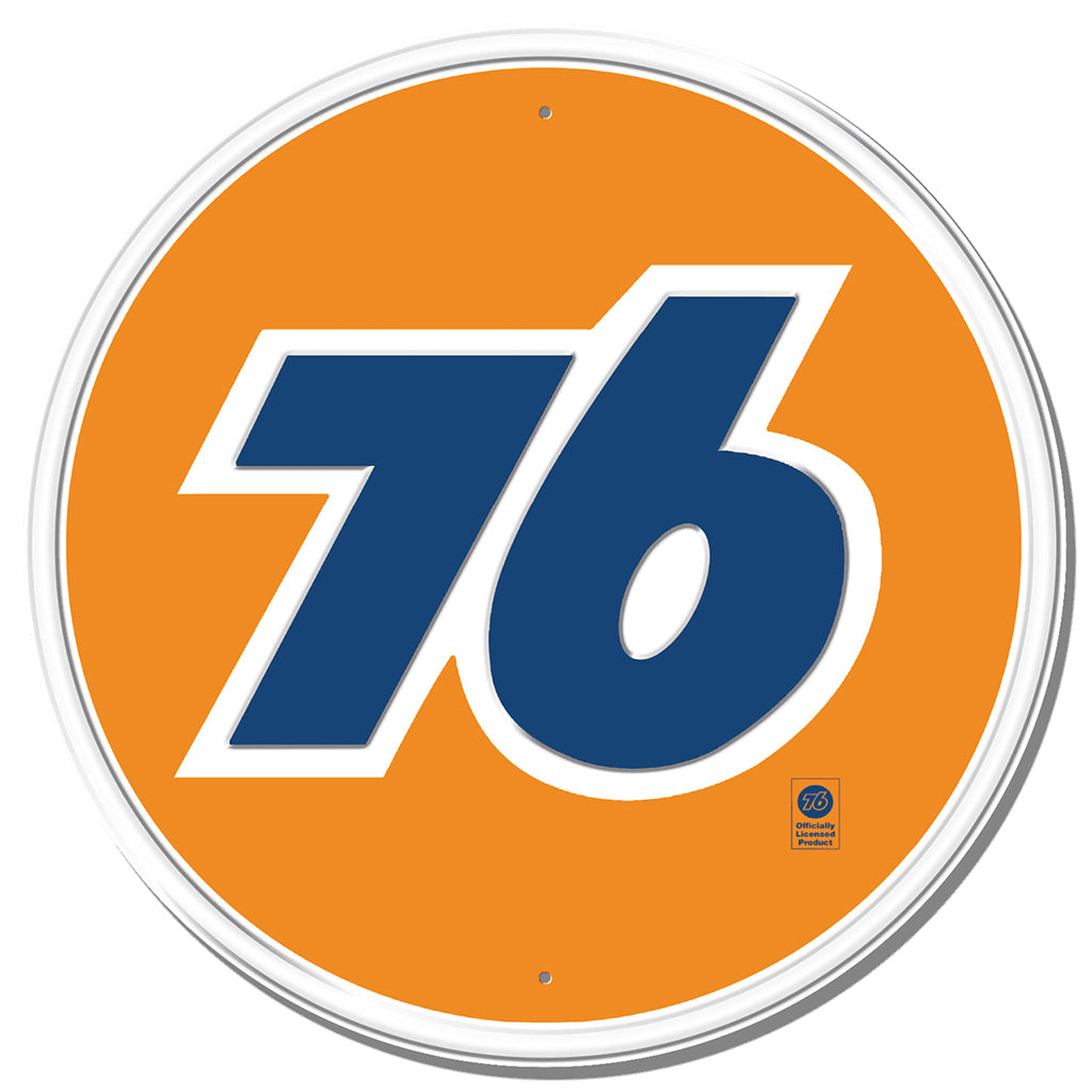 76 logo on an orange background