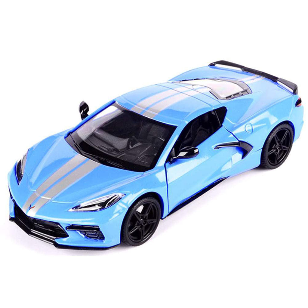 2020 Chevy Corvette Stingray (Blue w/Silver Racing Stripes)