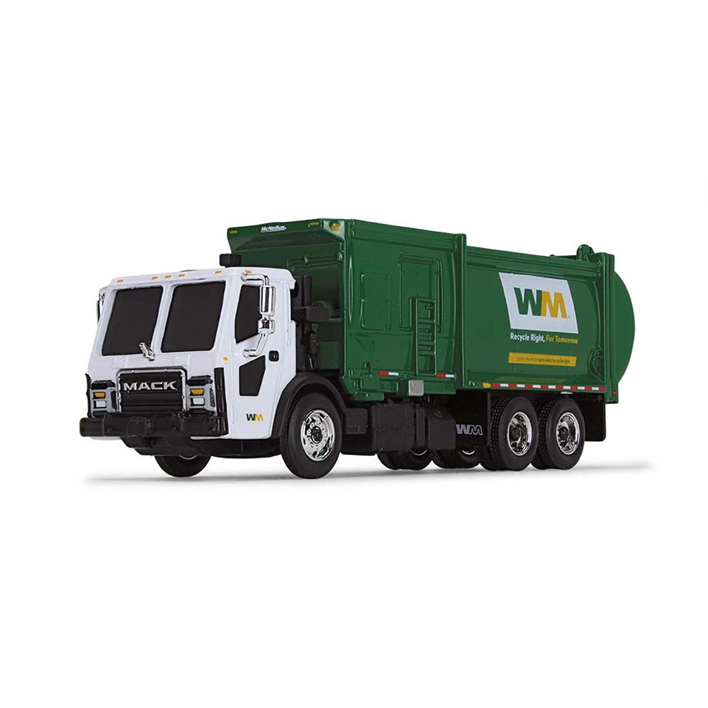 Mack LR with McNeilus ZR Side Load Garbage Truck "WM - Waste Management" (White/Green)