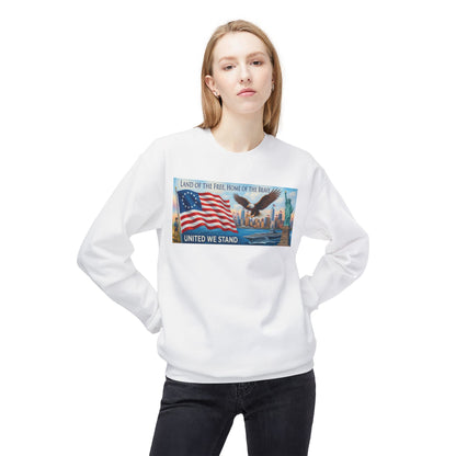 Betsy Ross Patriotic Crewneck Sweatshirt - "United We Stand" Eagle & Flag (We The People)