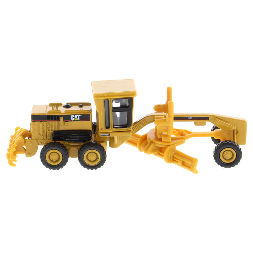 Model of a Caterpillar 163H Motor Grader on a White Background