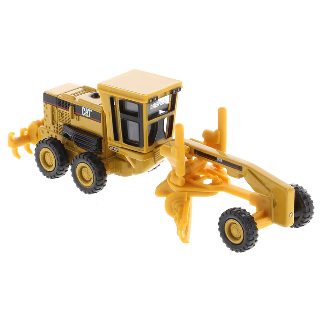 Model of a Caterpillar 163H Motor Grader on a White Background