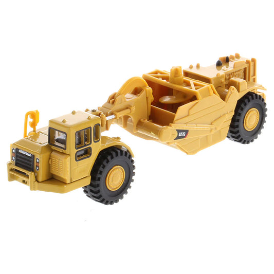 Model of a Caterpillar 627G Wheel Tractor Auger Scraper on a White Background