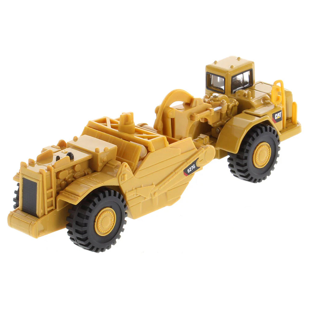 Model of a Caterpillar 627G Wheel Tractor Auger Scraper on a White Background
