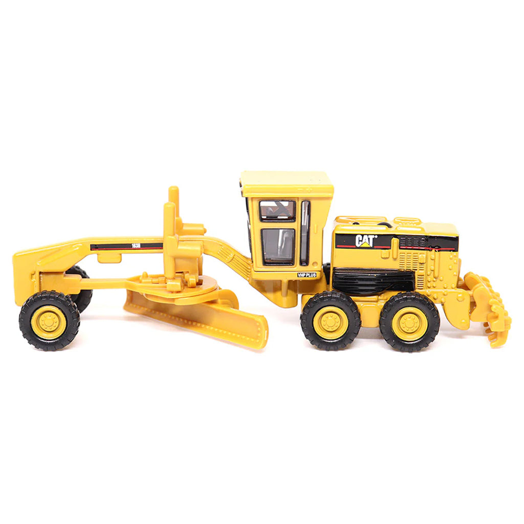 Model of a Caterpillar 163H Motor Grader on a White Background