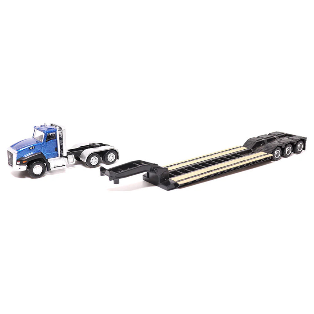 Model truck with a trailer on a white background