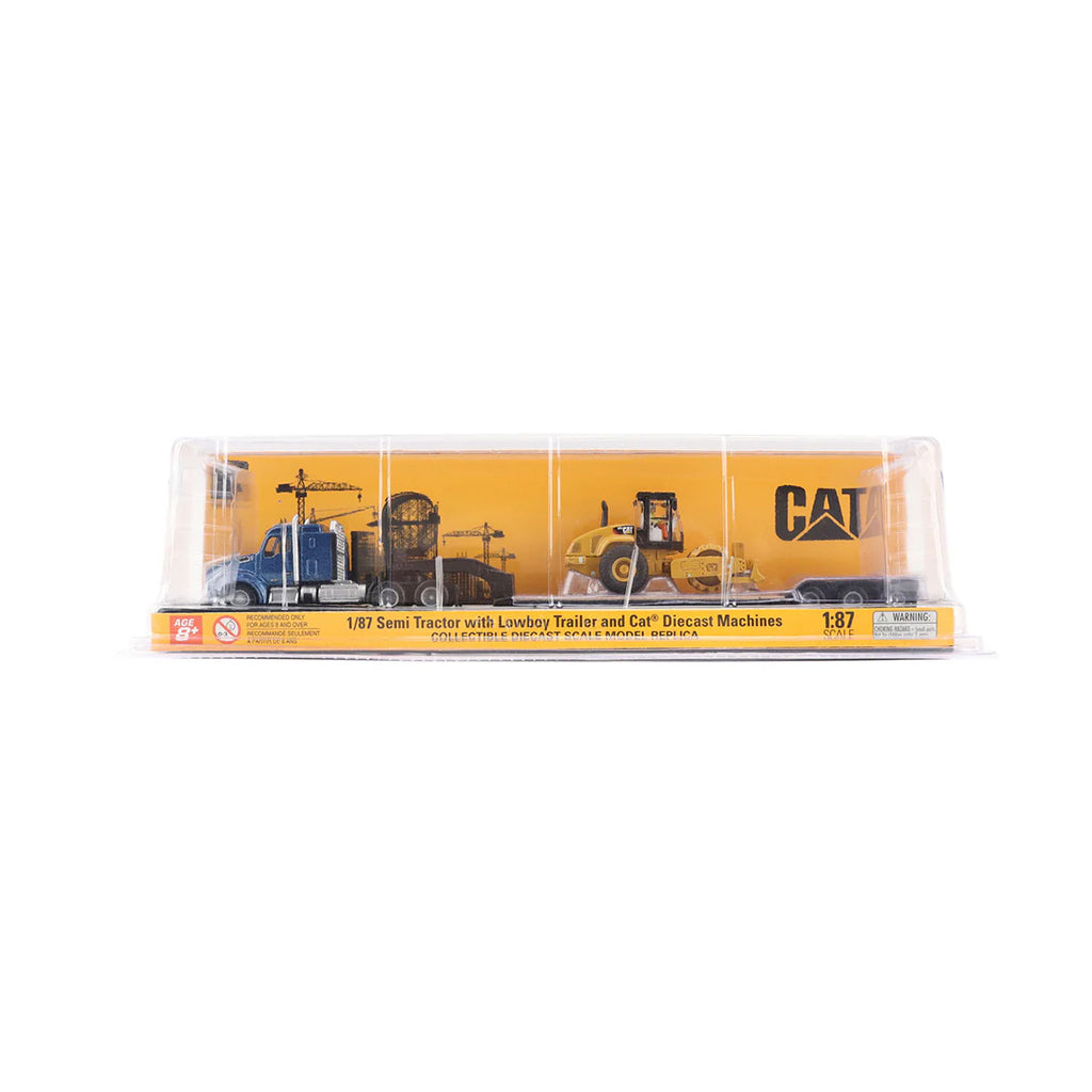 Model truck set in packaging with Caterpillar logo on a white background