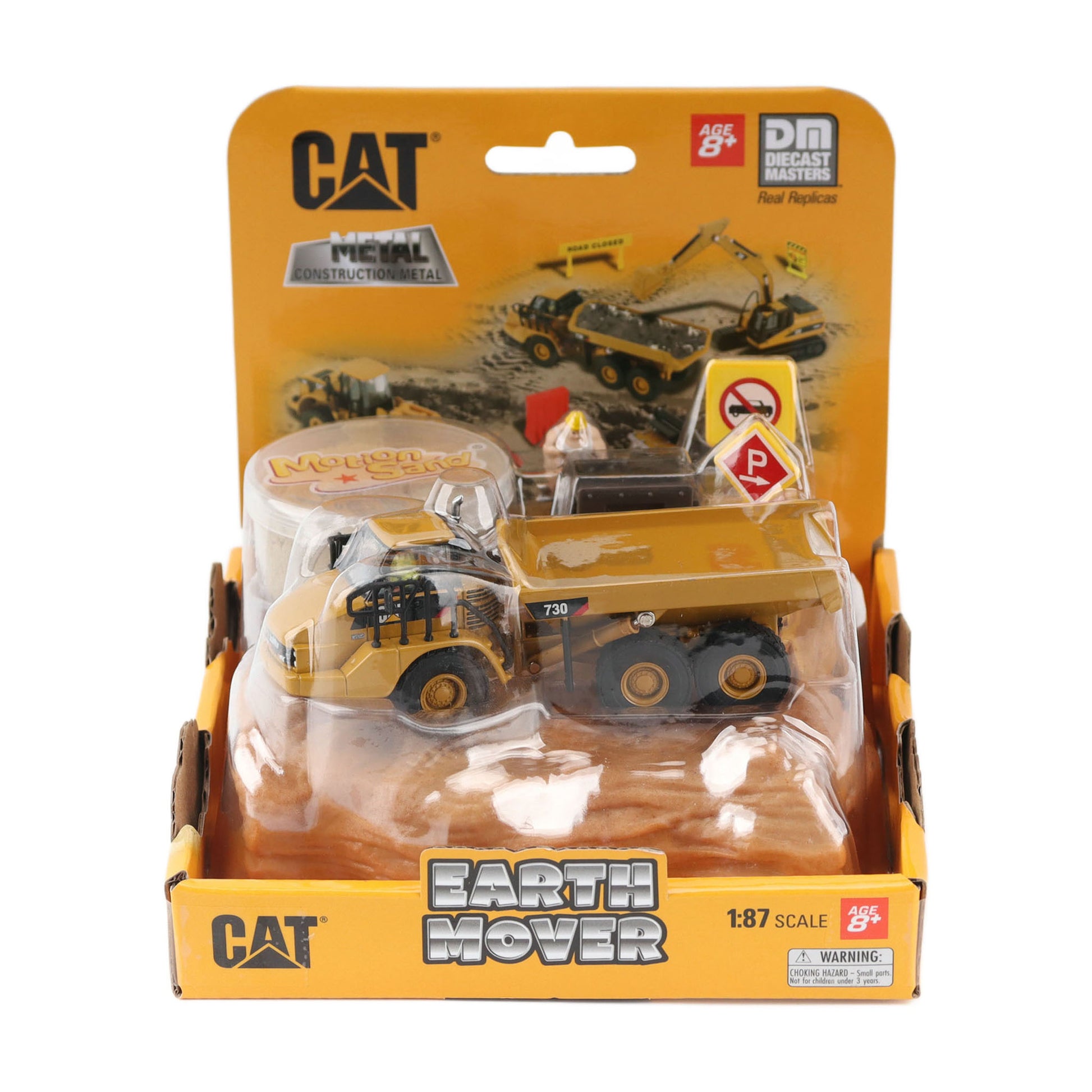 Cat Earth Mover toy set packaging with construction vehicles on a white background