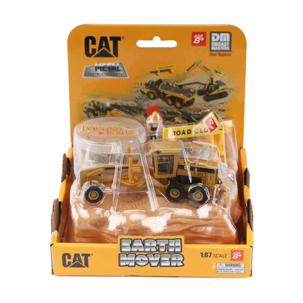 Packaged toy earth mover set with CAT branding on a white background